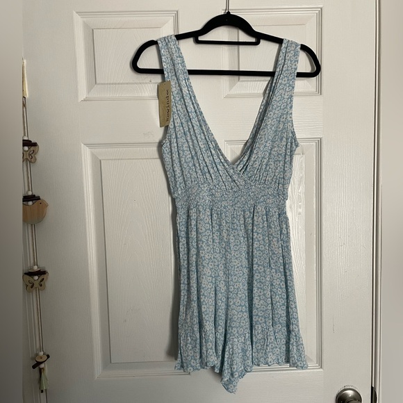Blue Floral Women's Romper small size - Picture 1 of 4